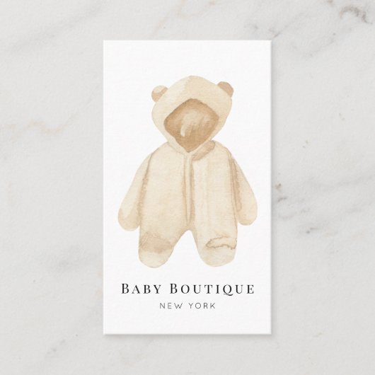 White Teddy Bear Romper Baby Boutique Social Media Visitekaartje (Voorkant)