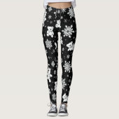 White Teddy Bear & Snowflake Seamless Pattern Leggings (Voorkant)