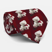 White Teddy Bear Stropdas (Opgerold)