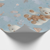 White Teddy Bear Wild One Year Wrapping Paper Cadeaupapier (Hoek)