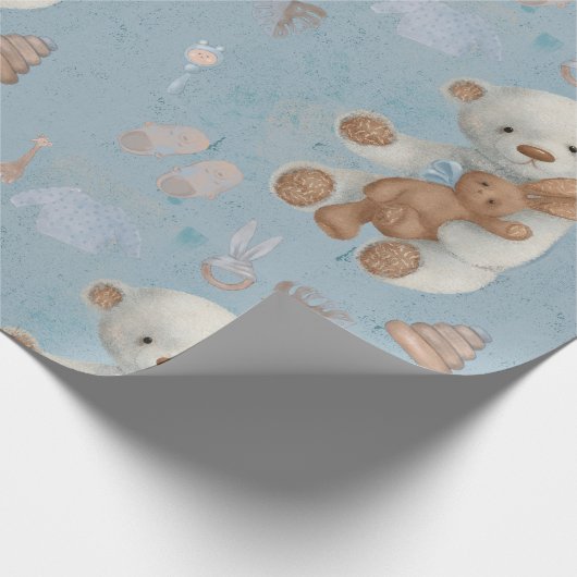White Teddy Bear Wild One Year Wrapping Paper Cadeaupapier (Hoek)