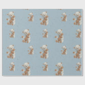 White Teddy Bear Wild One Year Wrapping Paper Cadeaupapier (Vlak)