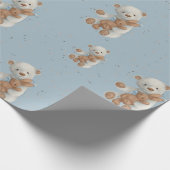 White Teddy Bear Wild One Year Wrapping Paper Cadeaupapier (Hoek)