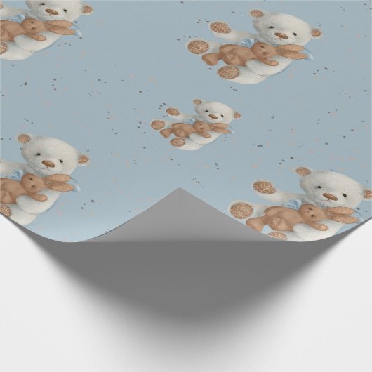 White Teddy Bear Wild One Year Wrapping Paper Cadeaupapier (Hoek)