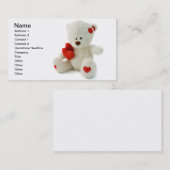 White Teddy beer houdt een rood hart vast Visitekaartje (Voorkant / Achterkant)