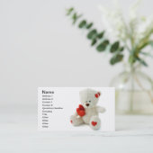 White Teddy beer houdt een rood hart vast Visitekaartje (Staand voorkant)