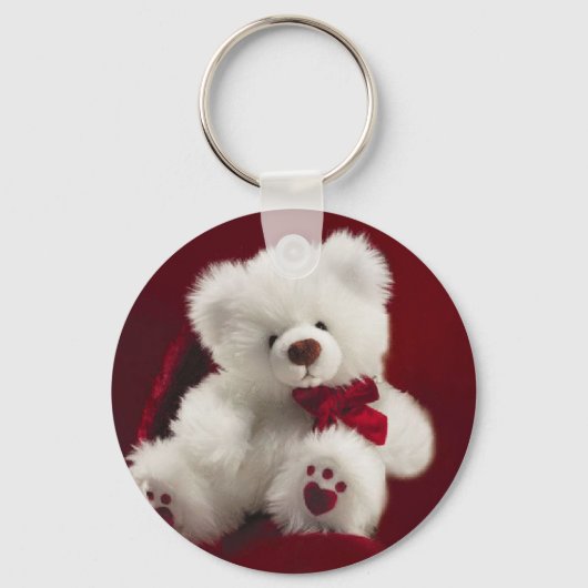 White Teddy beer Sleutelhanger (Voorkant)