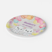 white teddy beer verjaardagspapier bord (Gekanteld)