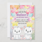 white teddy beer verjaardagsuitnodiging kaart (Voorkant)