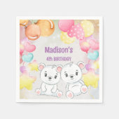 white teddybeer verjaardagsartikel napkin servet (Voorkant)