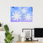 White Teeth Smile Flower Dentist Blue Poster (Thuiskantoor)