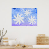 White Teeth Smile Flower Dentist Blue Poster (Keuken)