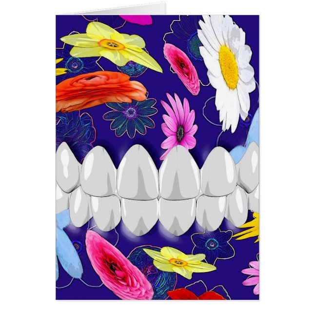 White Teeth Smile Flower Spin Dentist Kaart (Voorkant)