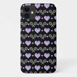 White Tennis Rackets Paars Hearts Love Athletic Case-Mate iPhone Case