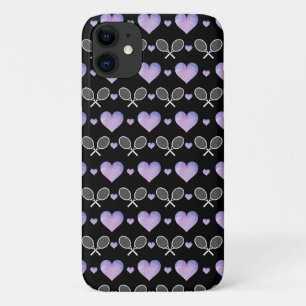 White Tennis Rackets Paars Hearts Love Athletic Case-Mate iPhone Case