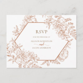 White Terra Cotta Geometric Floral Wedding RSVP Uitnodiging Briefkaart