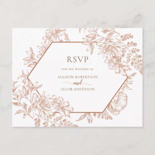 White Terra Cotta Geometric Floral Wedding RSVP Uitnodiging Briefkaart (Voorkant)