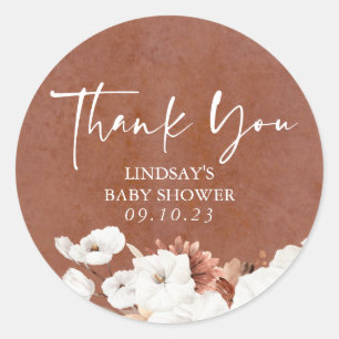 White Terracotta Flowers Boho Elegant Hartelijk da Ronde Sticker