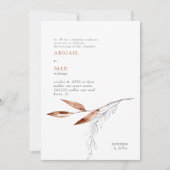 White & Terracotta Modern Foliage Wedding Kaart (Voorkant)
