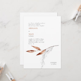White & Terracotta Modern Foliage Wedding Kaart
