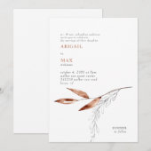 White & Terracotta Modern Foliage Wedding Kaart (Voorkant / Achterkant)