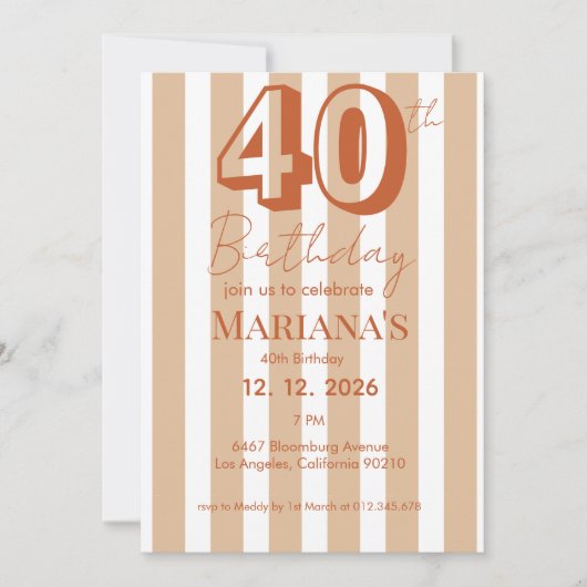 White & Terracotta Stripes Modern Scripted Kaart (Voorkant)