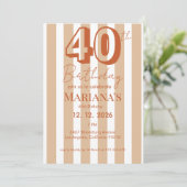 White & Terracotta Stripes Modern Scripted Kaart (Staand voorkant)