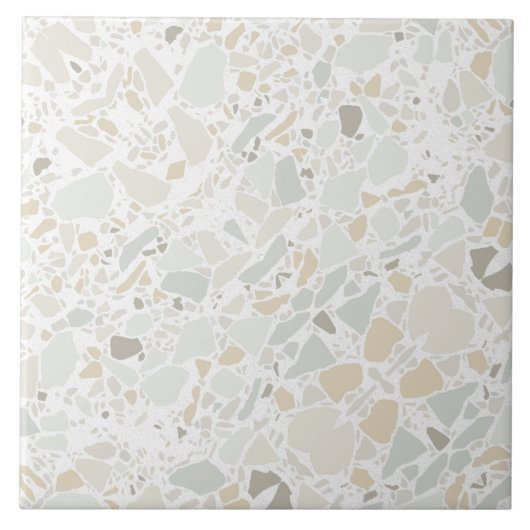 White Terrazzo Modern Simple Tile Tegeltje (Voorkant)