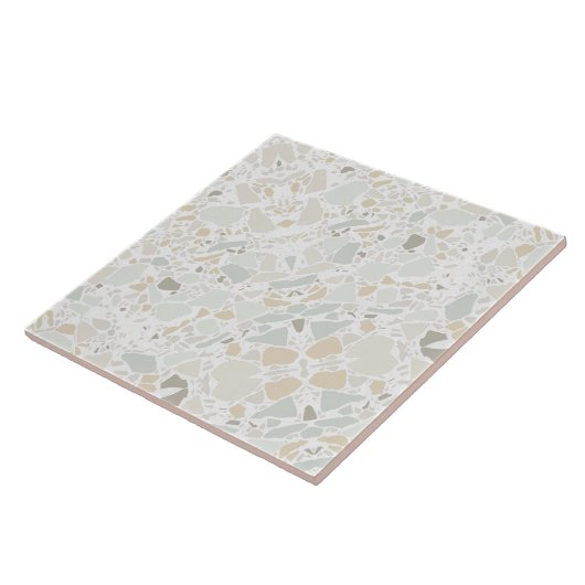 White Terrazzo Modern Simple Tile Tegeltje (Zijkant)