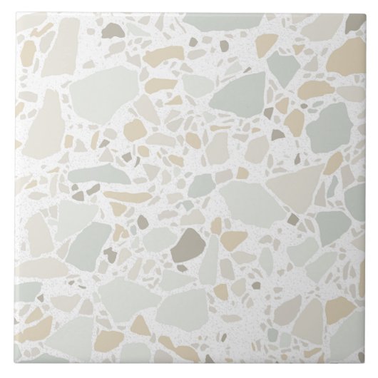 White Terrazzo Modern Simple Tile Tegeltje (Voorkant)