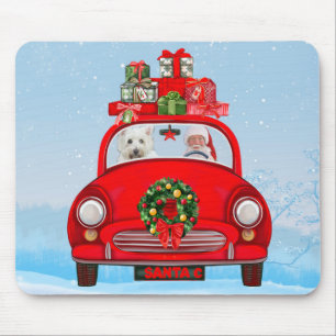 White Terrier Dog West Highland met Santa Claus Muismat