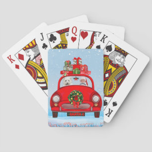 White Terrier Dog West Highland met Santa Claus Pokerkaarten