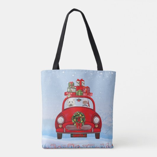 White Terrier Dog West Highland met Santa Claus Tote Bag (Achterkant)