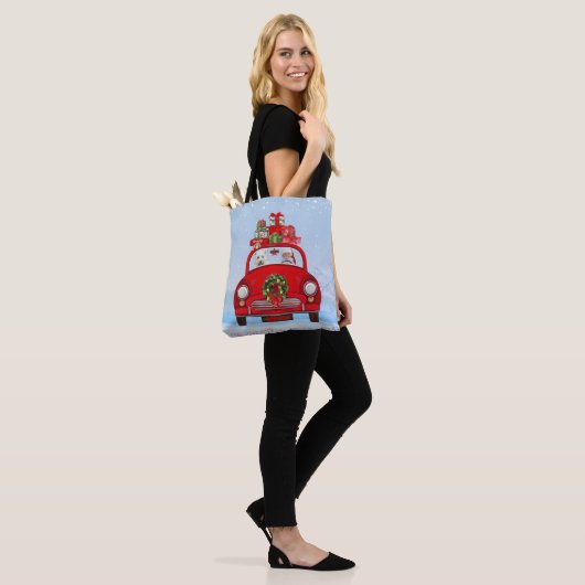 White Terrier Dog West Highland met Santa Claus Tote Bag (Op model)