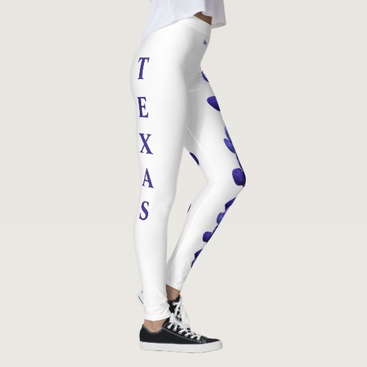 White Texas State Flower Blue Bonnet Leggings (Rechts)