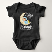 White Text Baby Boy on Moon - Loop van oma Romper (Voorkant)