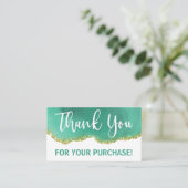 White Text Gold Blauwgroen Agate Bedankt voor aank Visitekaartje (Staand voorkant)