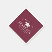 White Text Maroon Afstuderen Servet (Hoek)