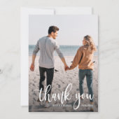 White Text Overlay Weddenfoto Bedankkaart (Voorkant)