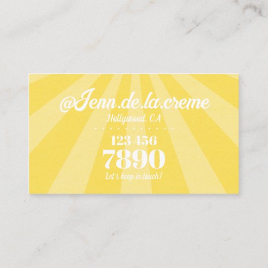 White Text Sunshine Sky Funky  Visitekaartje (Achterkant)