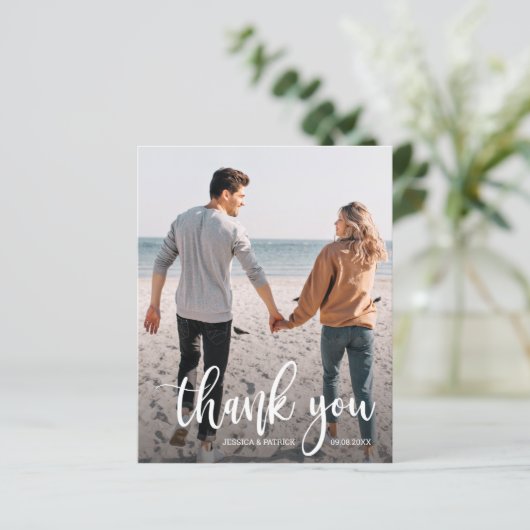 White Text Wedding Foto Hartelijk dank (Staand voorkant)