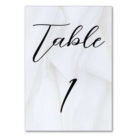 White Texture Wedding Table Kaart Number 1 (Voorkant)