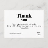 White Thank You Card Discount Code Logo Bedankkaart (Achterkant)