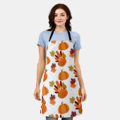 White Thanksgiving Turkey Pumpkin Autumn Leaves Schort (Gedragen)