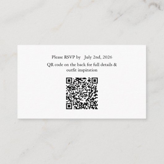 White The Attire QR Code enclosure Card Informatiekaartje (Achterkant)