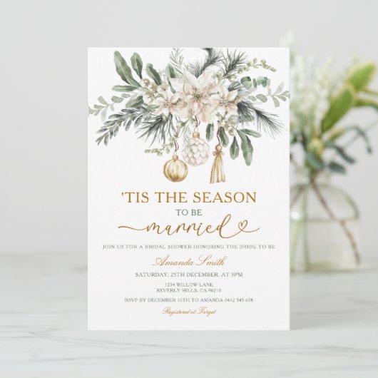 White The Season to Be Married Bridal Shower Kaart (Staand voorkant)