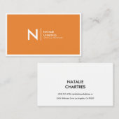 White Thin Framed Minimalist Monogram Oranje Visitekaartje (Voorkant / Achterkant)