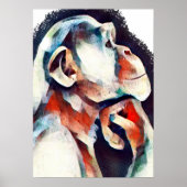 White thinker monkey poster (Voorkant)