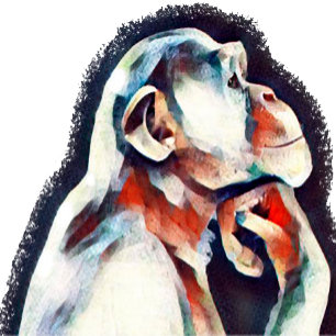 White thinker monkey poster