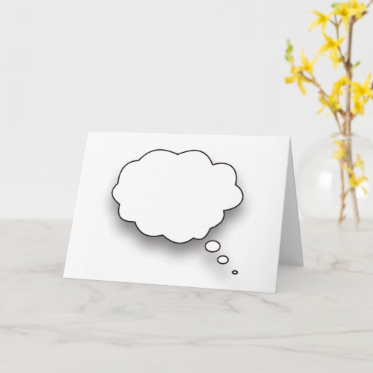 White Thought Bubble On White om aan je te denken Kaart (Gele Bloem)